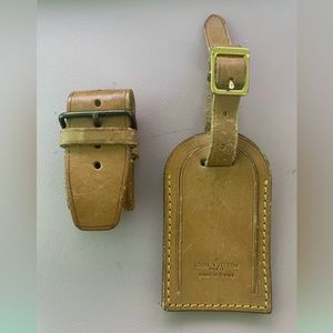 Authentic Louis Vuitton Luggage Tag and Poignet Set.